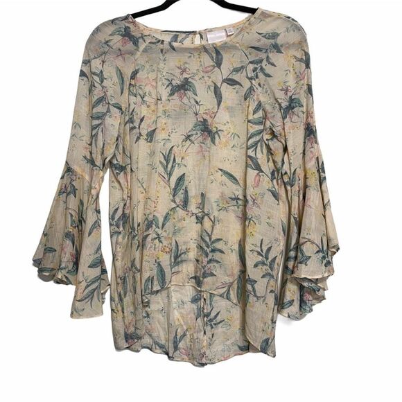 Lauren Conrad Blush Pink Tropical Sheer Blouse - Picture 1 of 11